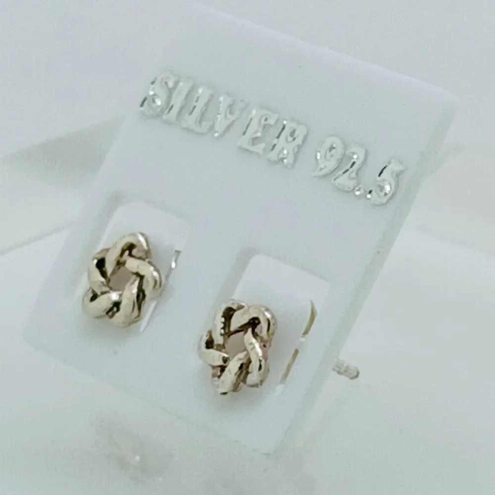 Sterling Silver 925 Celtic Knot Star Stud Earrings Interwoven Geometric Vintage - Picture 5 of 16